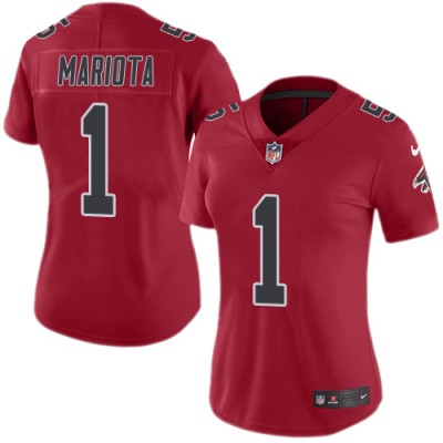 Nike Atlanta Falcons #1 Marcus Mariota Red Stitched Women's NFL Limited Rush Jersey